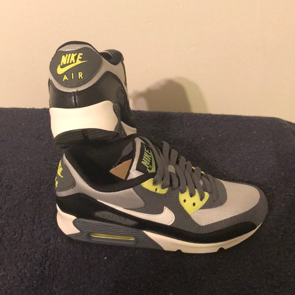 Black, Gray, White and Neon Green Nike Air Max ‘90